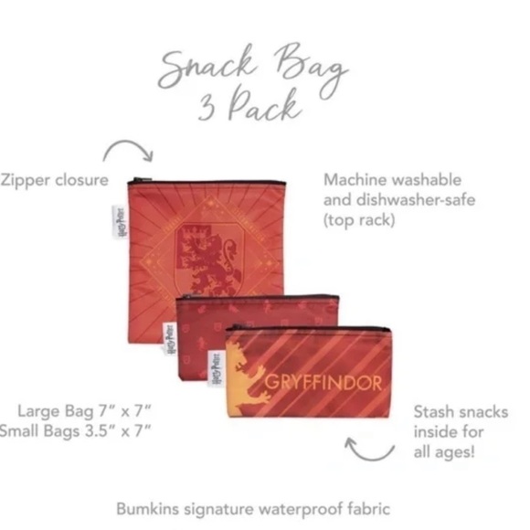 New Bumkins x Harry Potter Gryffindor Snack Bag Set​​​ - Picture 3 of 4